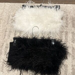 12th Tribe Faux Feather Tube Tops - Black & White